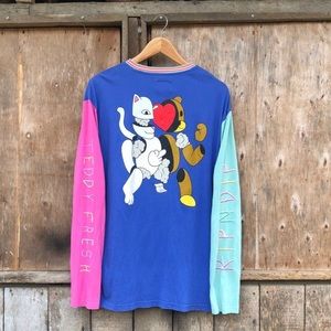 Teddy Fresh x Rip N Dip Colorblock Embroidered Long Sleeve Top Sz S